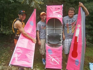 The Duct Tape Kayak Team poses for a photo after the 2012 Great River Race (Photo Credit: Emily Files, Boston Globe)