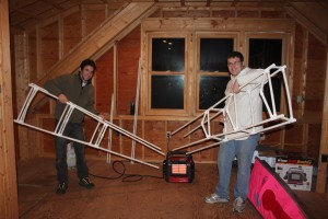 Alex and Brett are giddy over the new bow and stern sections!
