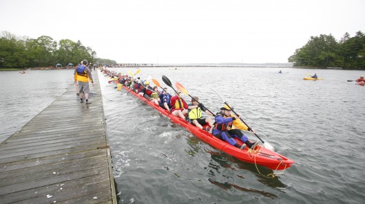 LL Bean and Point65 teamed up to build the world's longest kayak (407ft 7in)