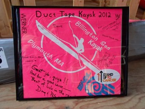 Section of the 2012 Duct Tape Kayak signed by our supporters